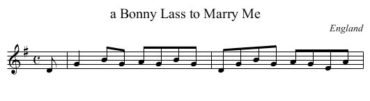 a Bonny Lass to Marry Me - staff notation
