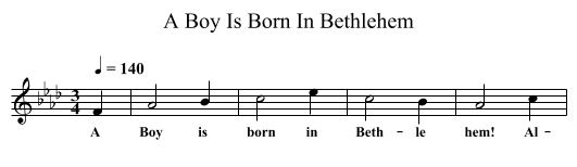 A Boy Is Born In Bethlehem - staff notation