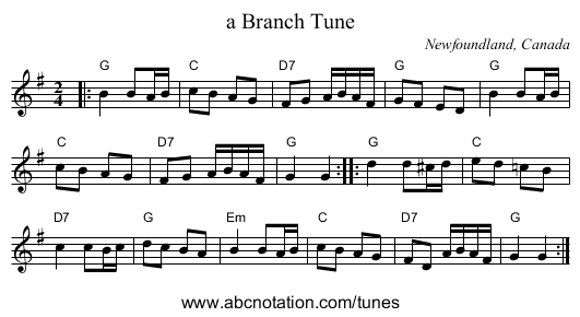a Branch Tune - staff notation