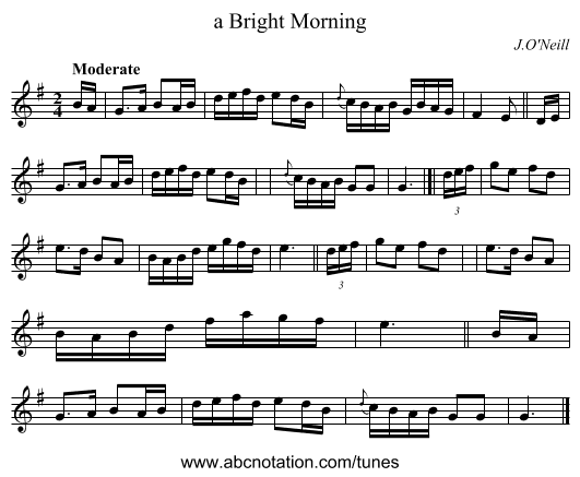 a Bright Morning - staff notation