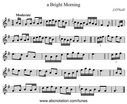 a Bright Morning - staff notation