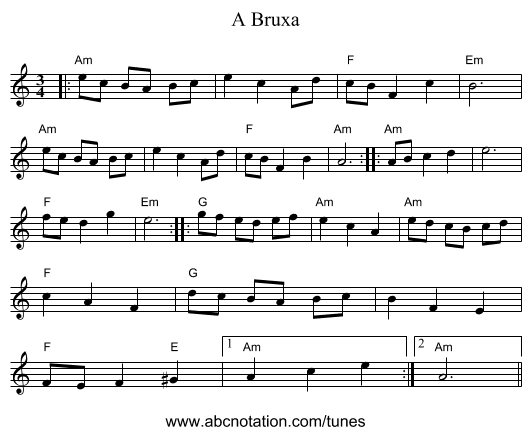 A Bruxa - staff notation