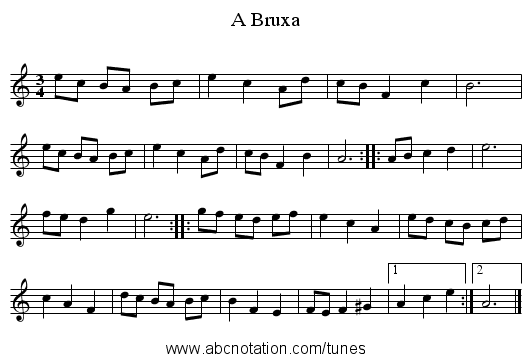 A Bruxa - staff notation