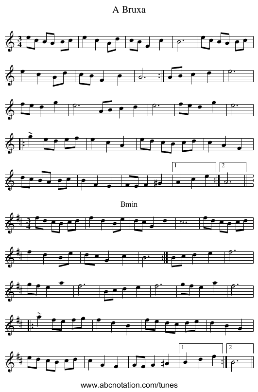 A Bruxa - staff notation