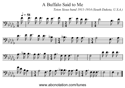 A Buffalo Said to Me - staff notation