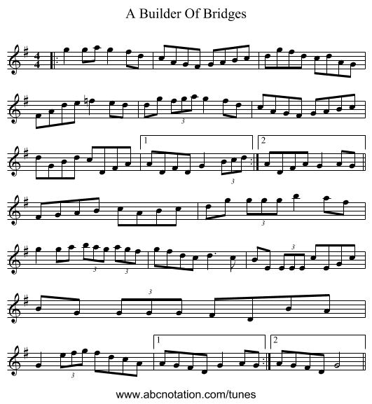 A Builder Of Bridges - staff notation