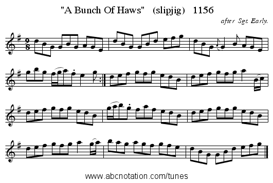 A Bunch Of Haws (slipjig) 1156 - staff notation