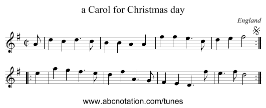 a Carol for Christmas day - staff notation
