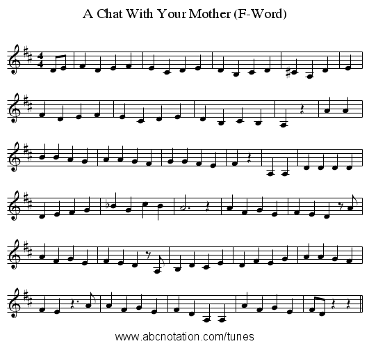 A Chat With Your Mother (F-Word) - staff notation