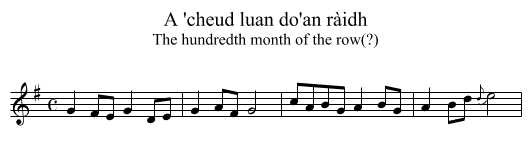 A 'cheud luan do'an ràidh - staff notation