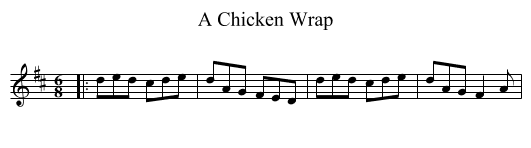 A Chicken Wrap - staff notation