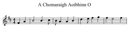 A Chomaraigh Aoibhinn O - staff notation