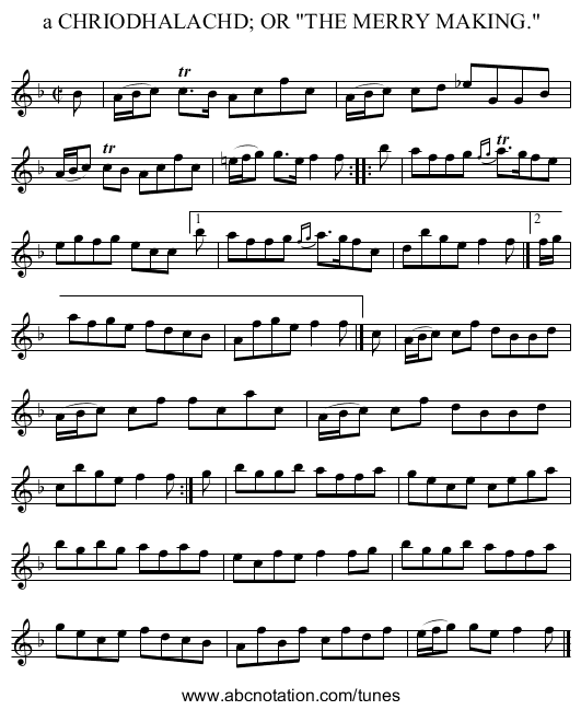 a CHRIODHALACHD; OR THE MERRY MAKING. - staff notation