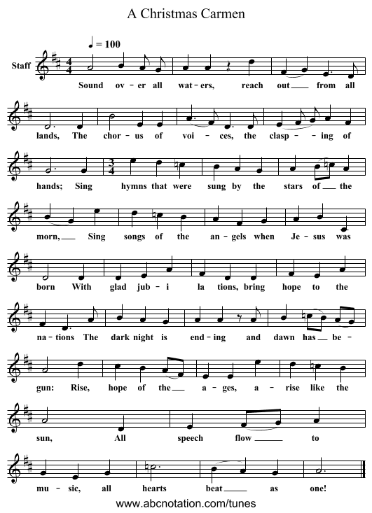 A Christmas Carmen - staff notation