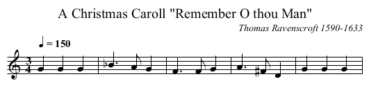 A Christmas Caroll Remember O thou Man - staff notation
