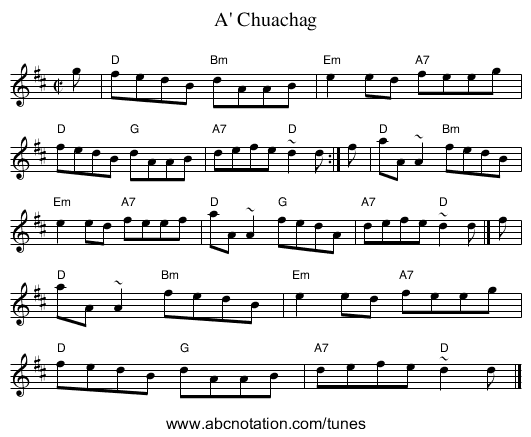 A' Chuachag - staff notation