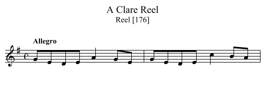 A Clare Reel - staff notation