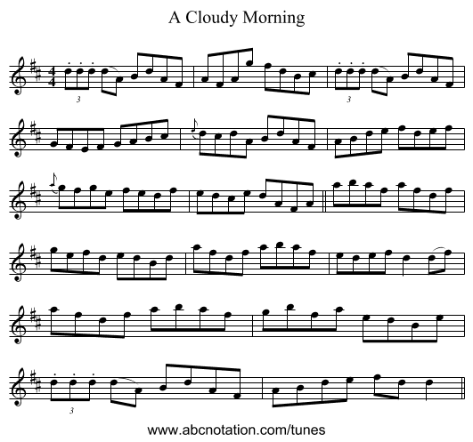 A Cloudy Morning - staff notation