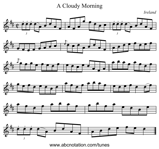 A Cloudy Morning - staff notation