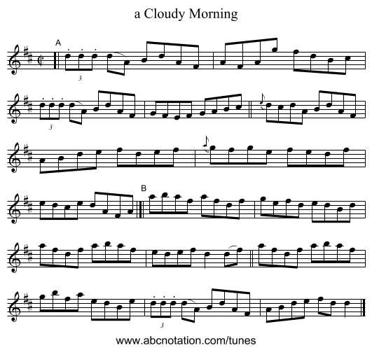 a Cloudy Morning - staff notation