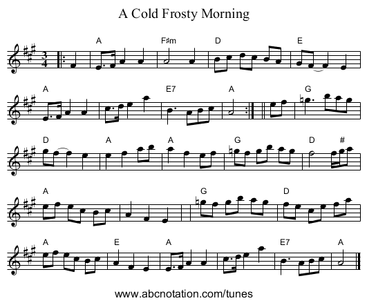 A Cold Frosty Morning - staff notation