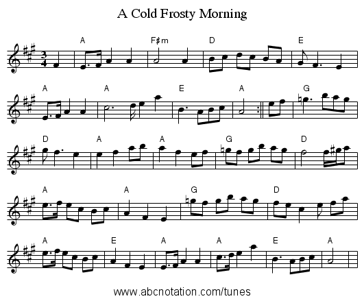 A Cold Frosty Morning - staff notation