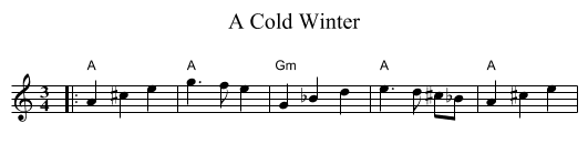 A Cold Winter - staff notation