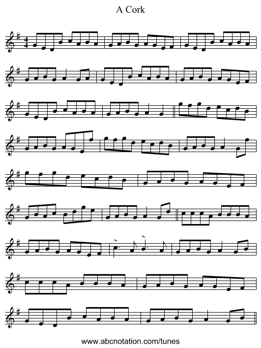 A Cork - staff notation