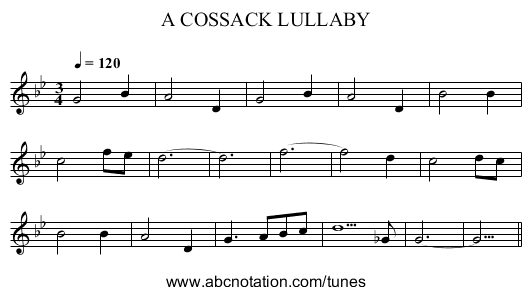 A COSSACK LULLABY - staff notation