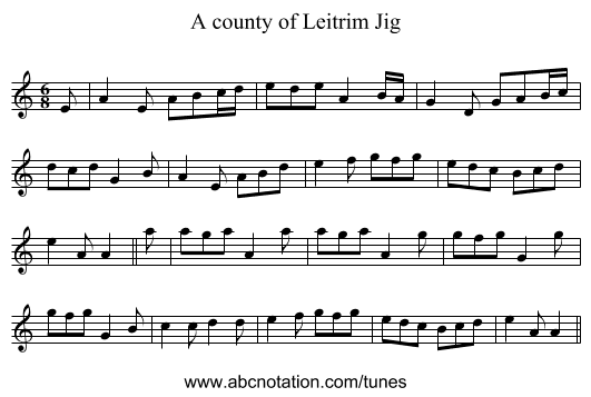 A county of Leitrim Jig - staff notation