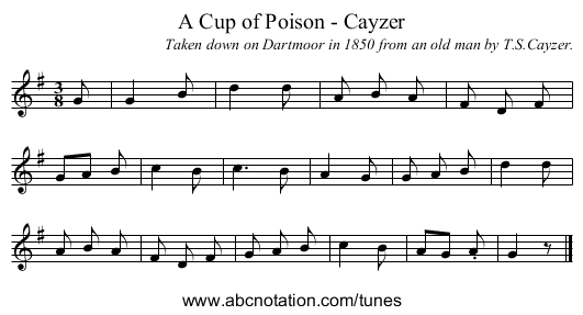 A Cup of Poison - Cayzer - staff notation