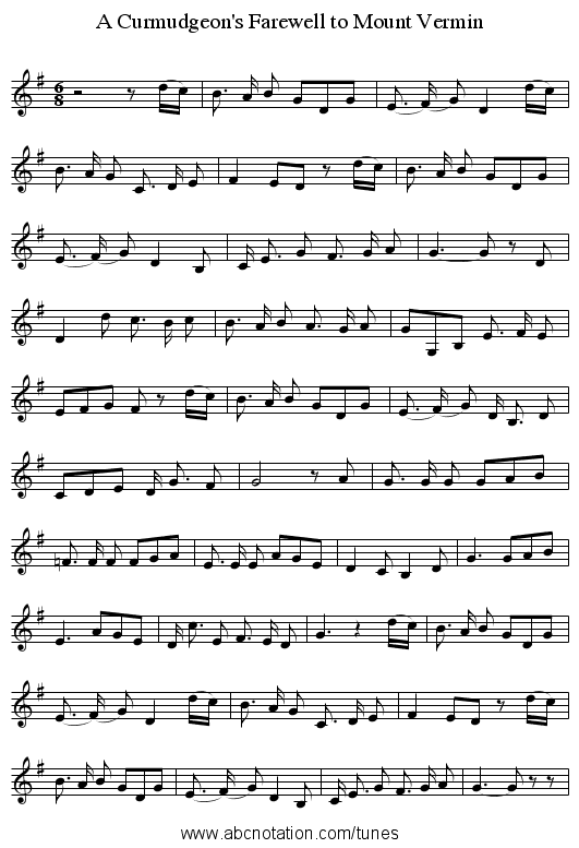 A Curmudgeon's Farewell to Mount Vermin - staff notation
