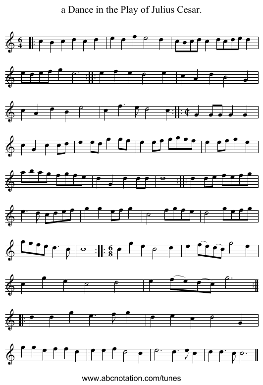 a Dance in the Play of Julius Cesar. - staff notation