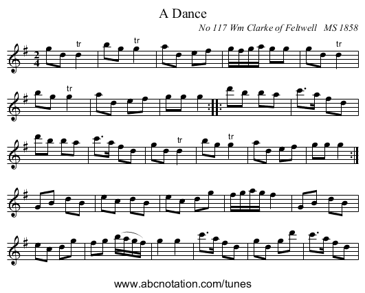 A Dance - staff notation