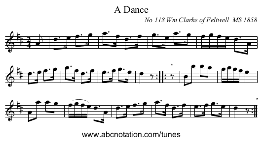 A Dance - staff notation