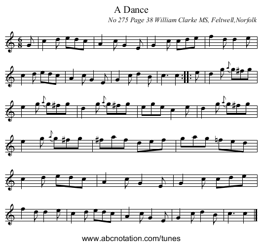 A Dance - staff notation