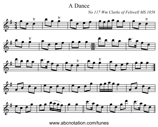 A Dance - staff notation