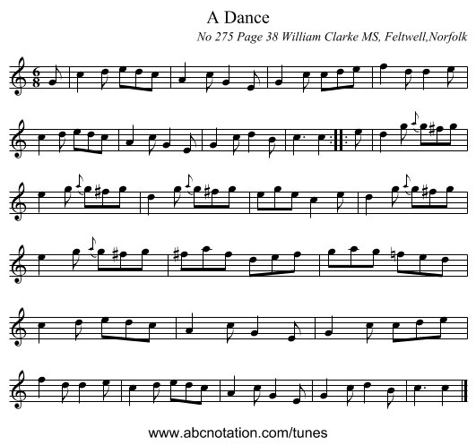 A Dance - staff notation