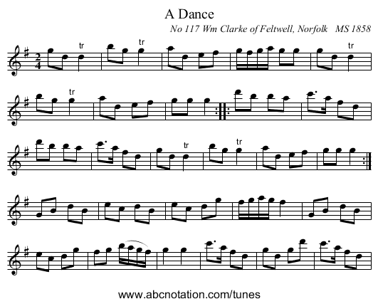 A Dance - staff notation