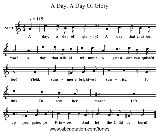 A Day, A Day Of Glory - staff notation