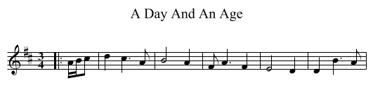 A Day And An Age - staff notation