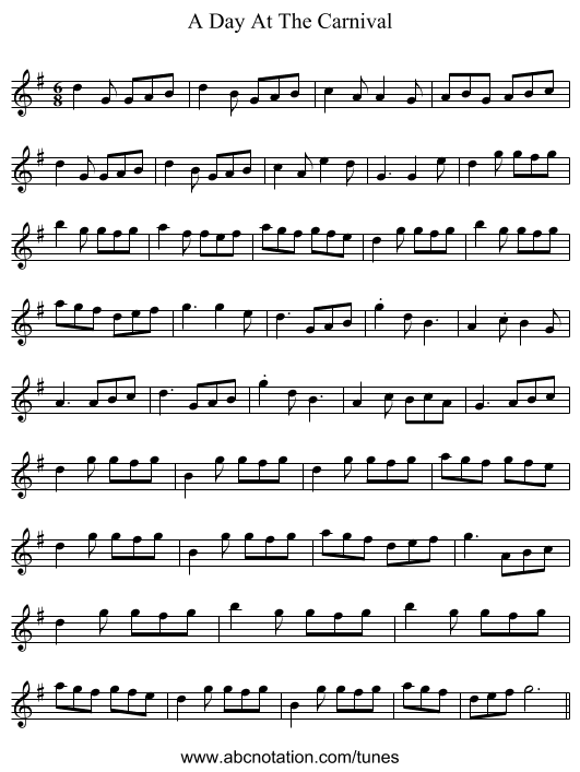 A Day At The Carnival - staff notation