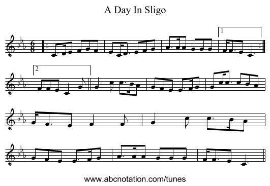 A Day In Sligo - staff notation