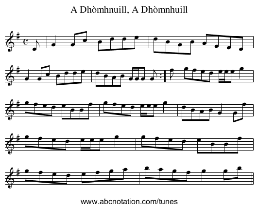 A Dhòmhnuill, A Dhòmnhuill - staff notation