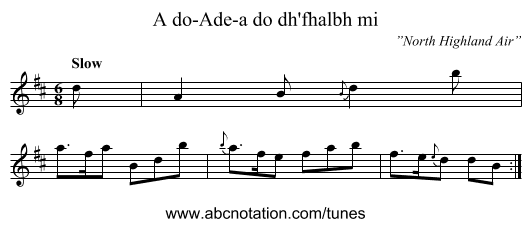 A do-Ade-a do dh'fhalbh mi - staff notation