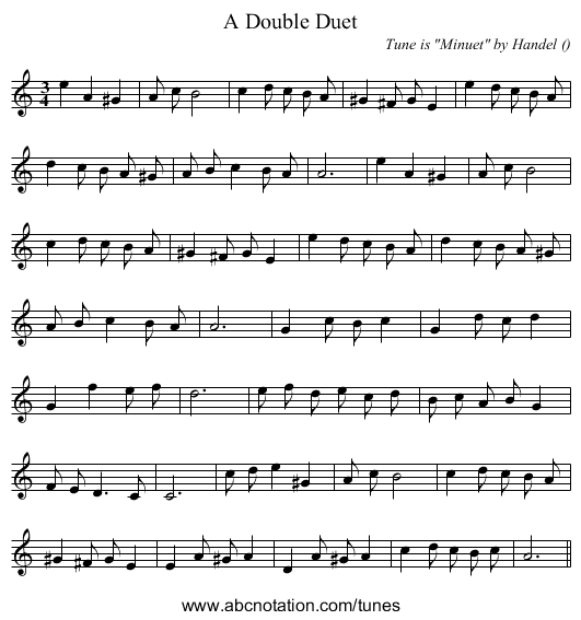 A Double Duet - staff notation