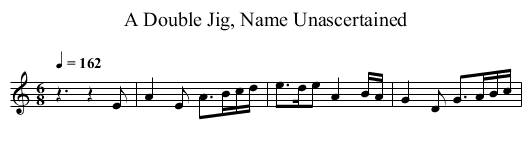 A Double Jig, Name Unascertained - staff notation