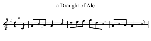 a Draught of Ale - staff notation