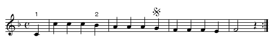 &Aring; du som metter liten fugl - staff notation