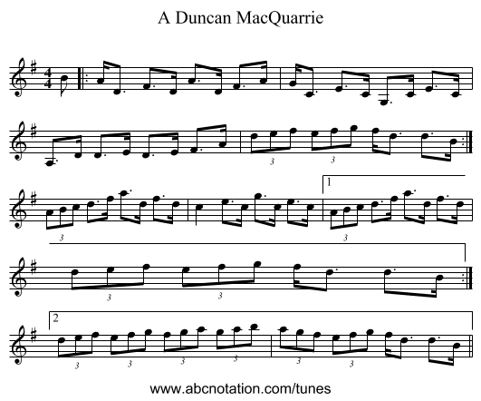 A Duncan MacQuarrie - staff notation